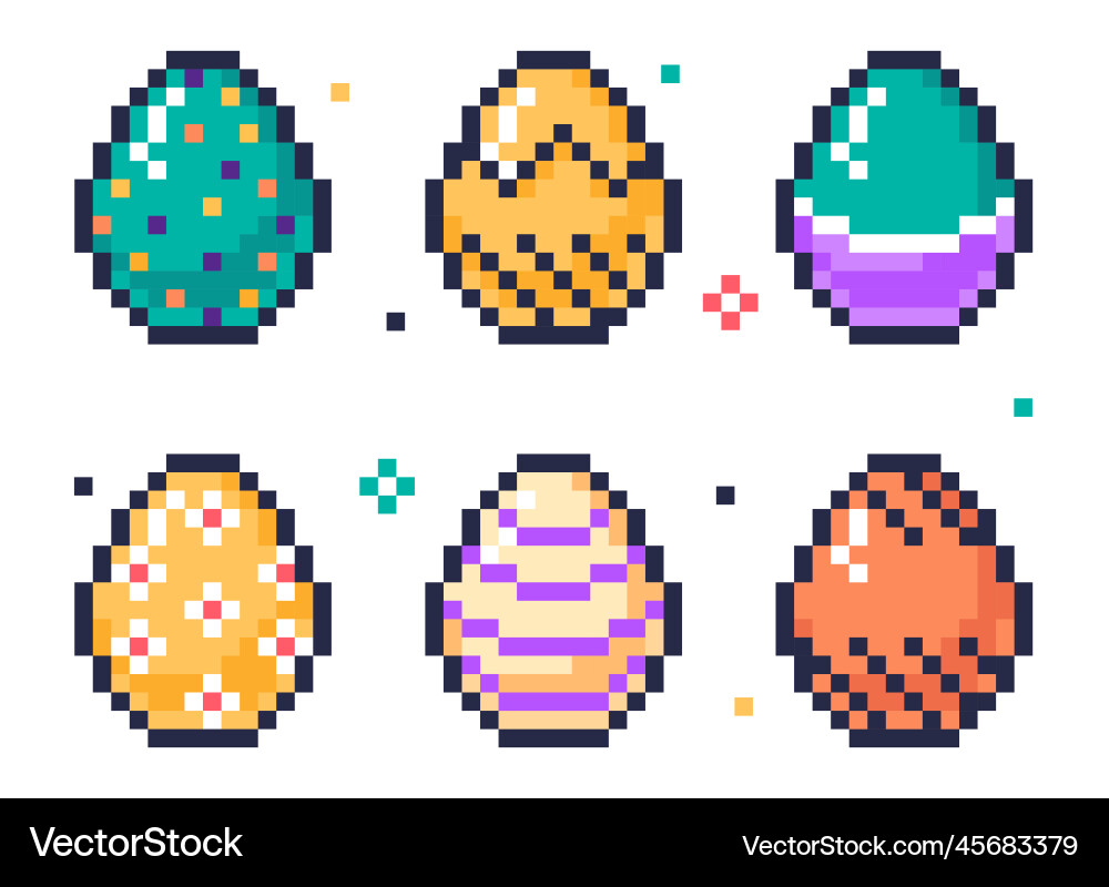 Pixel art arcade game eggs easter pixel 8 bit Vector Image