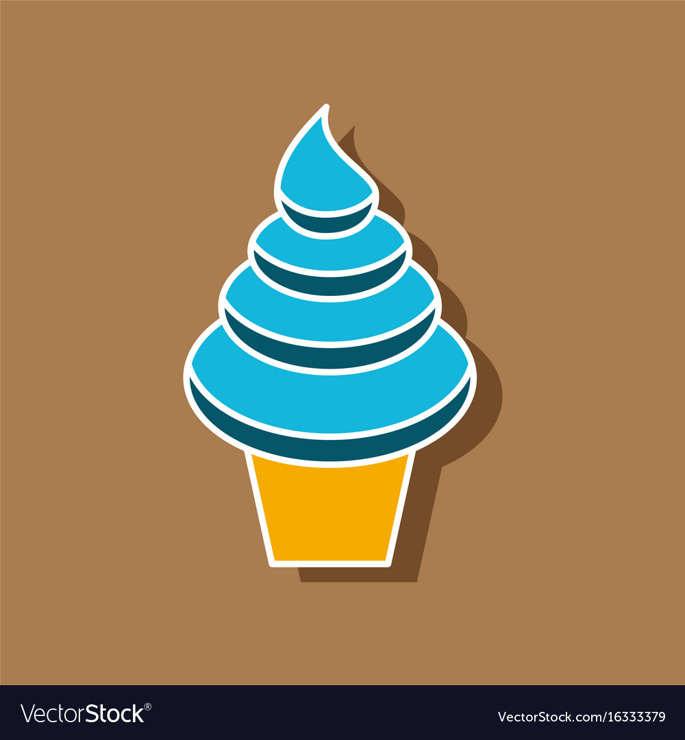 Sweet dessert in paper sticker ice cream cone