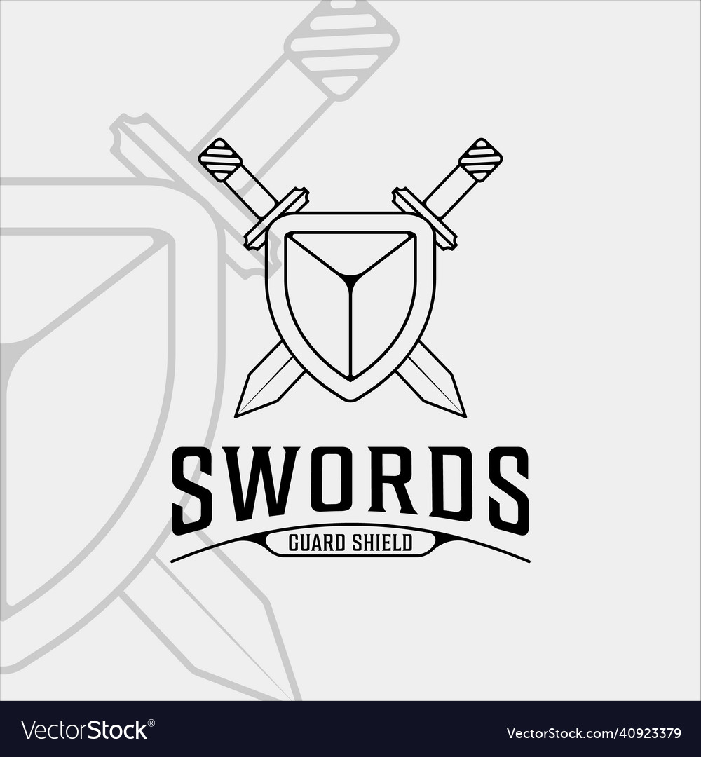 Sword and shield logo line art simple minimalist