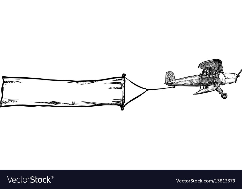 Vintage biplane with banner vector image Vintage biplane with banner