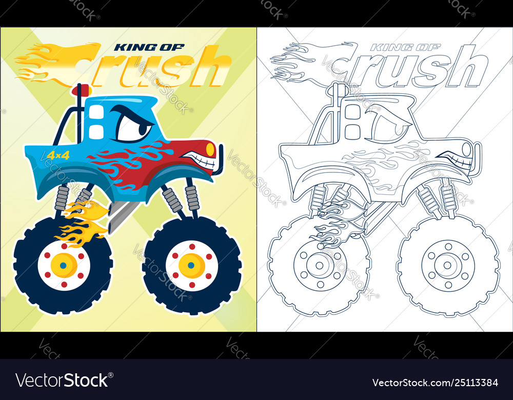 monster truck crushing car coloring pages