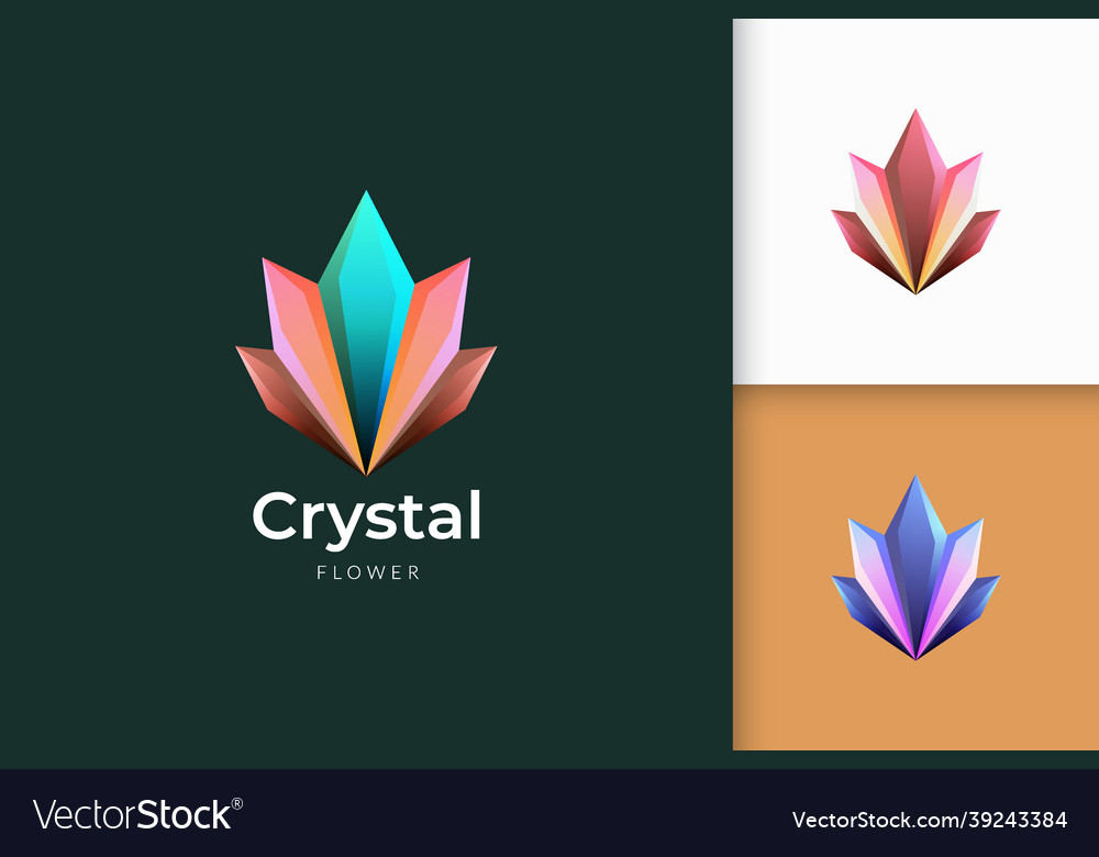 Crystal or gem logo with shiny colorful