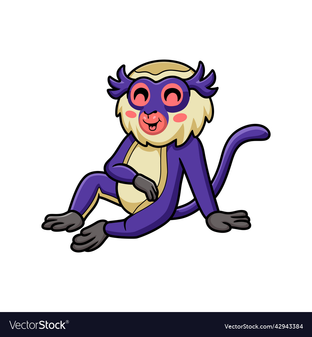Cute mona monkey cartoon sitting Royalty Free Vector Image
