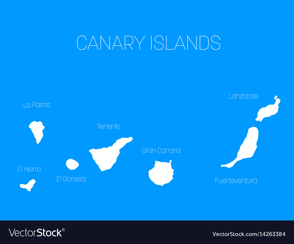 Map of canary islands spain with labels each