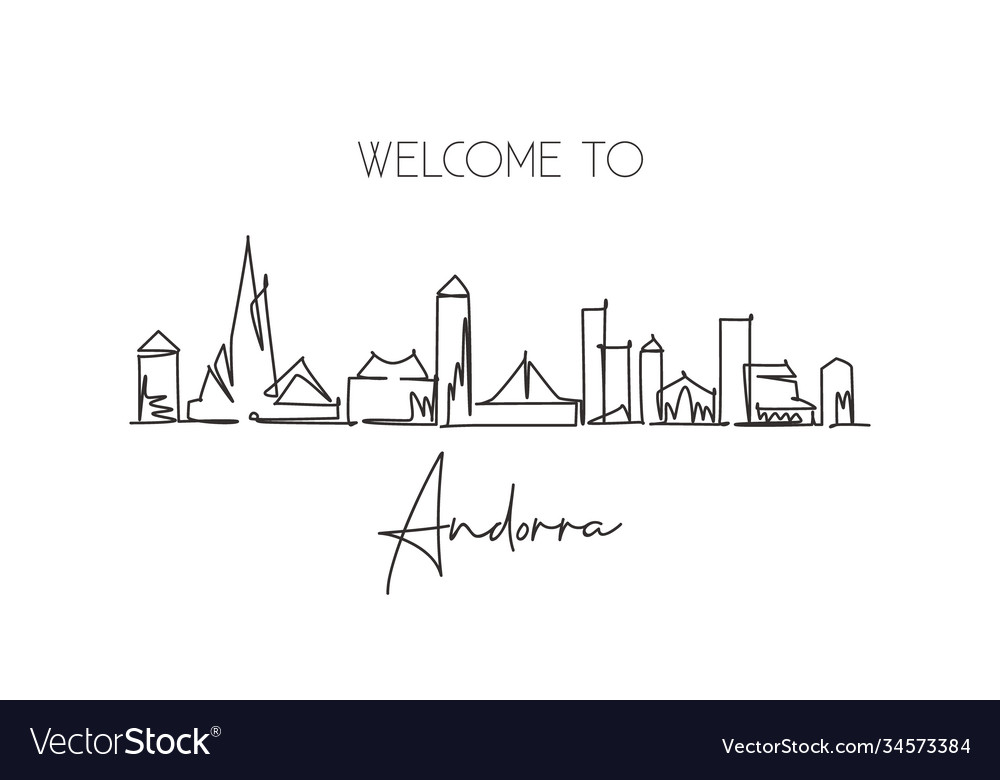 One single line drawing andorra la vella city Vector Image