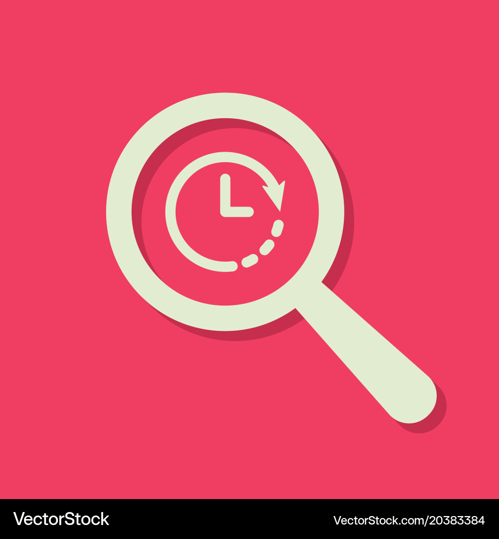 Search icon with clock sign Royalty Free Vector Image