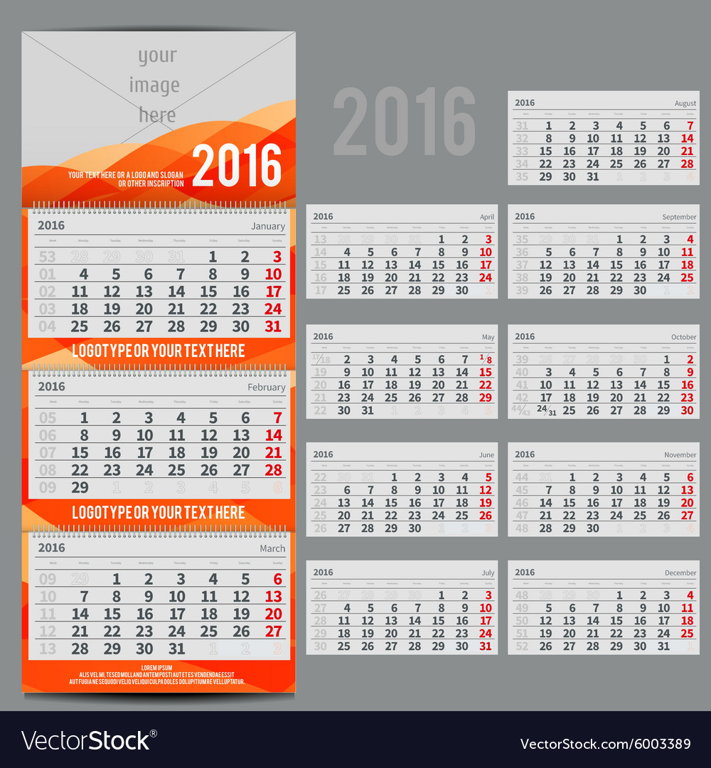 Calendar 2016 - planner for three month