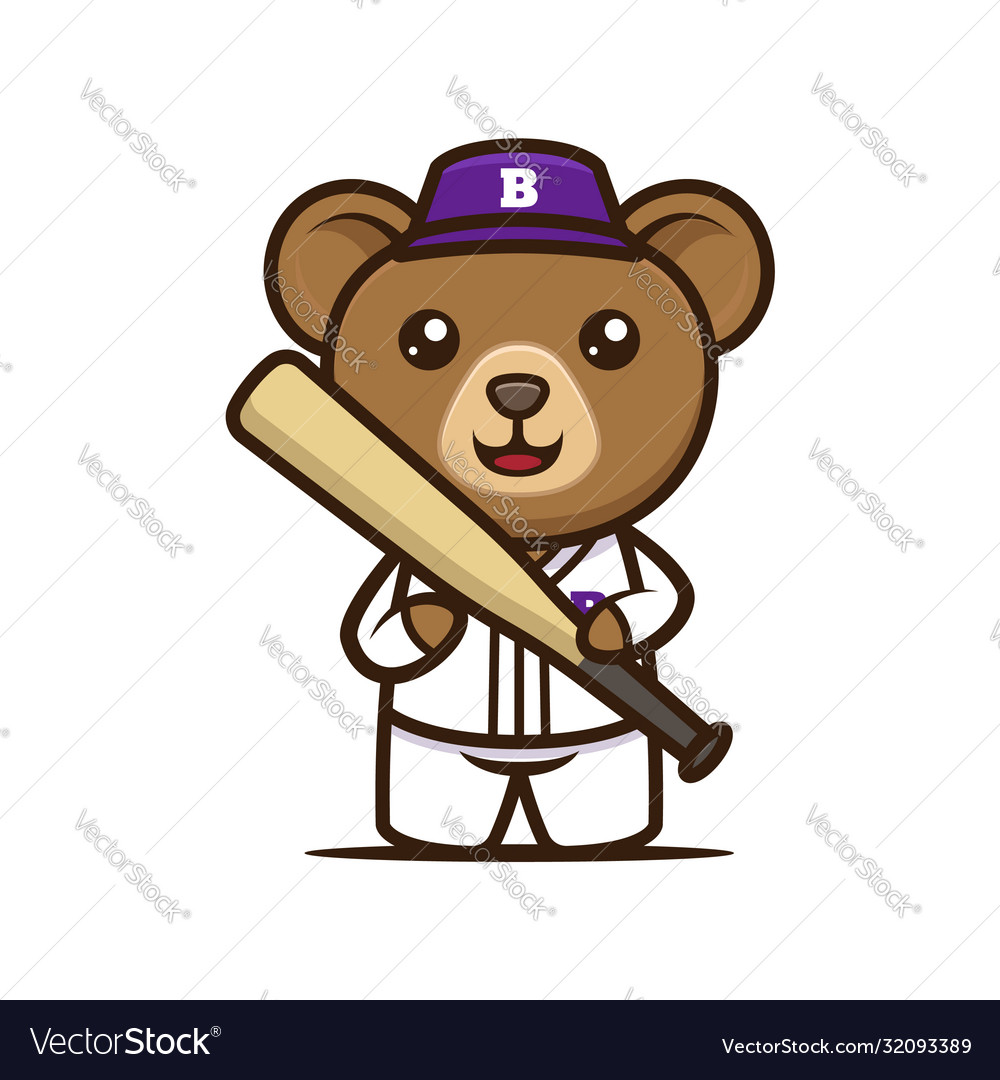 Cute bear baseball mascot design