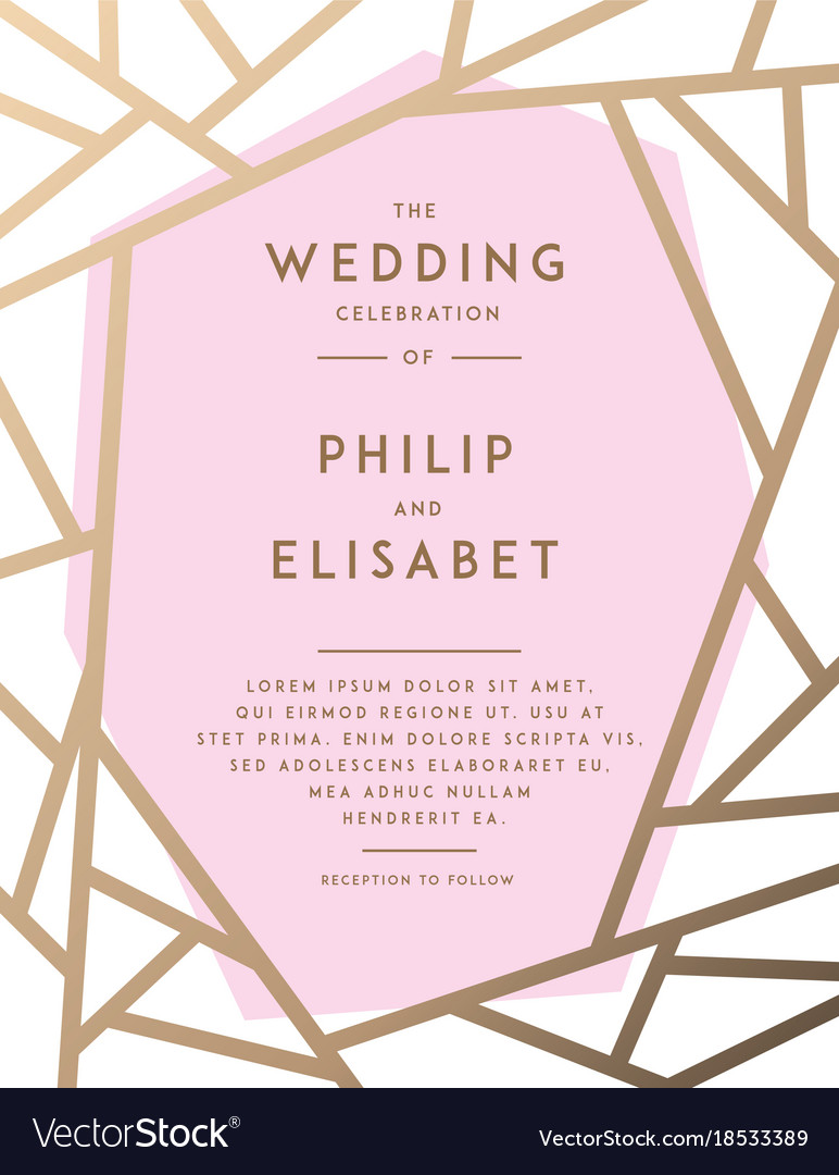 Golden wedding invitation template