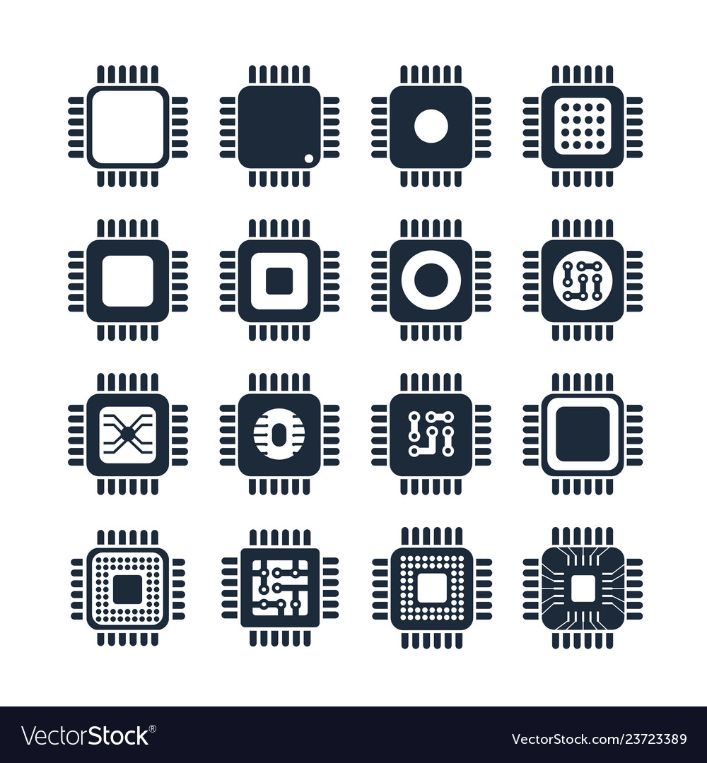 Microchip chip circuit component Royalty Free Vector Image