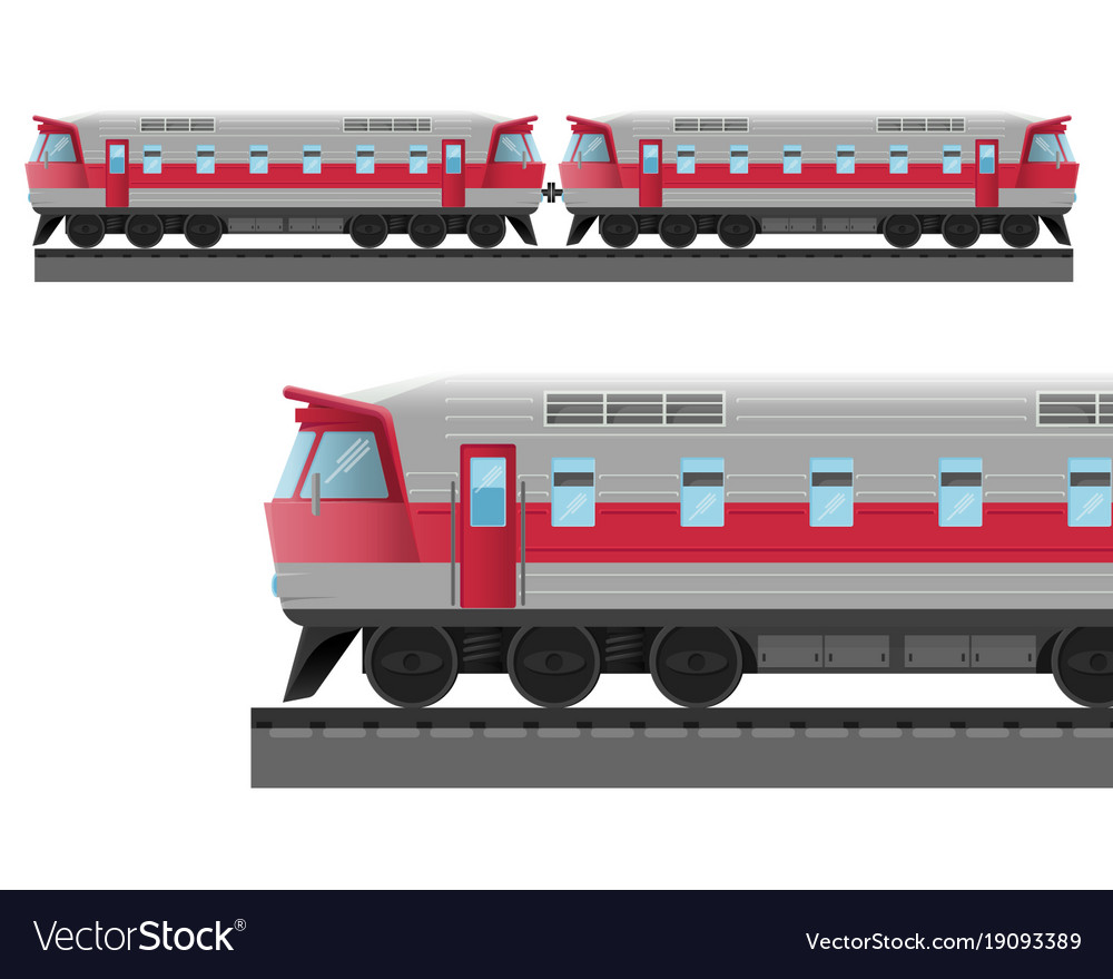 Modern train with solid metal corpus drives Vector Image