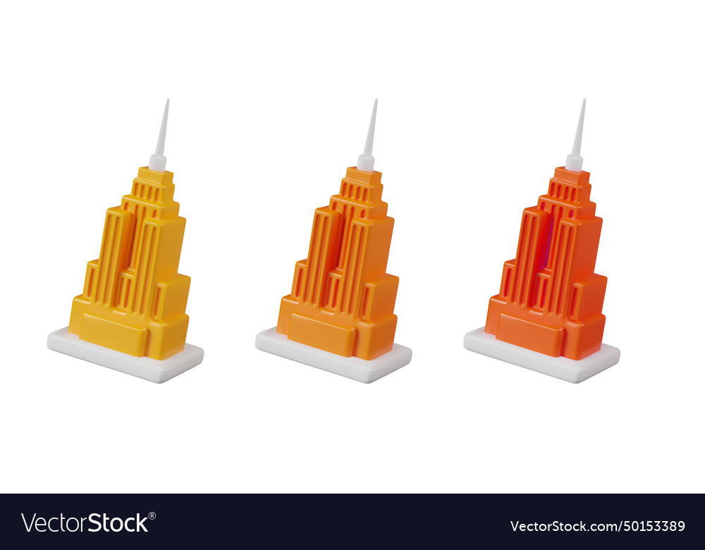 Set of empire state building figures in different