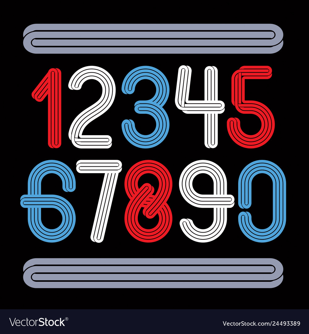 Set of funky rounded numbers made with parallel