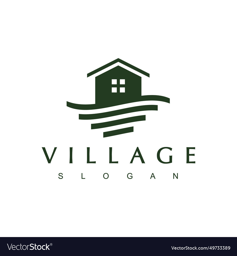 Village logo house and beach design template