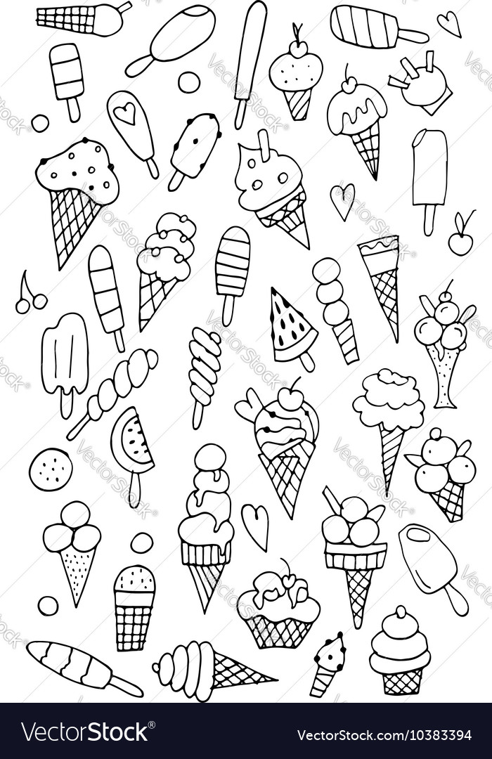 Icecream collection sketch for your design Vector Image