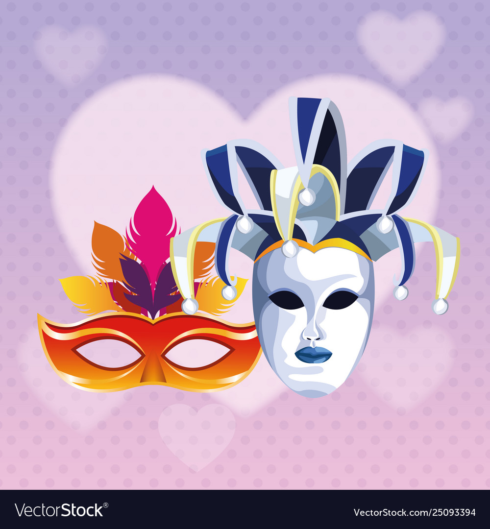 Masks with feathers Royalty Free Vector Image - VectorStock