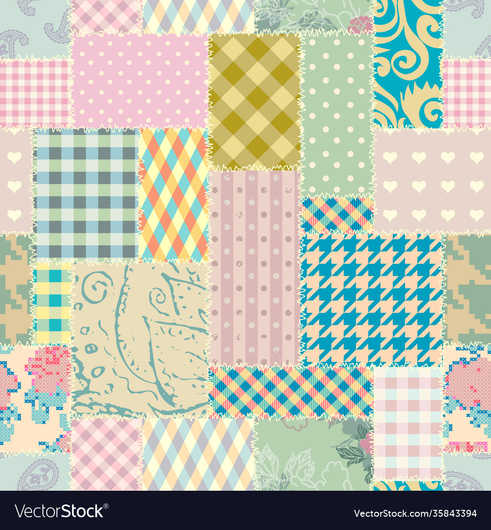 Patchwork textile pattern seamless quilting