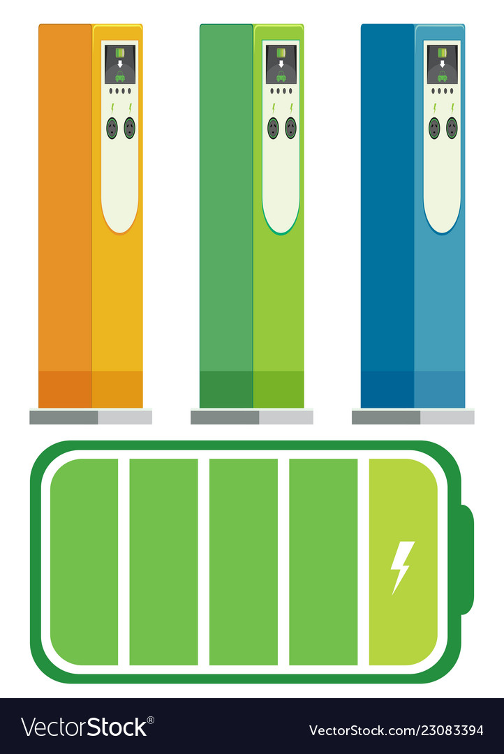 Set of electric car charging stations