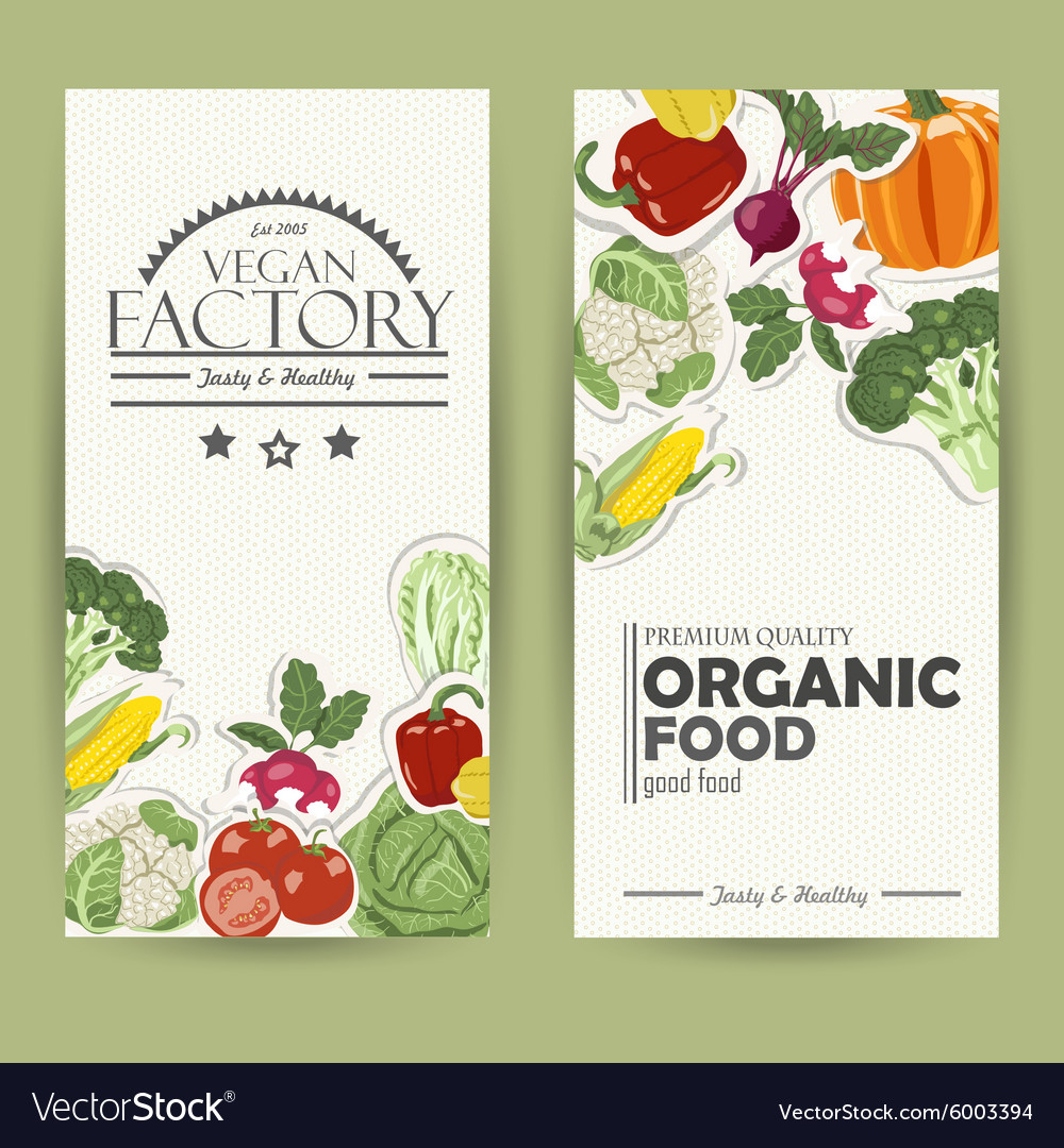 Vegetable card template organic farm Royalty Free Vector