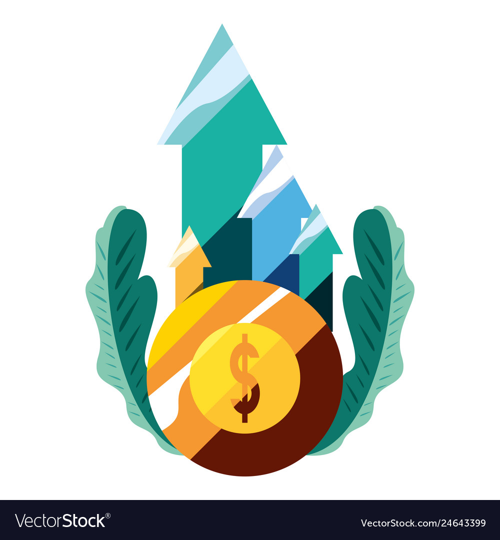 Business chart gold coin arrow profit Royalty Free Vector