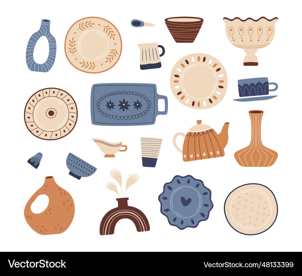 Ceramic crockery tableware Royalty Free Vector Image