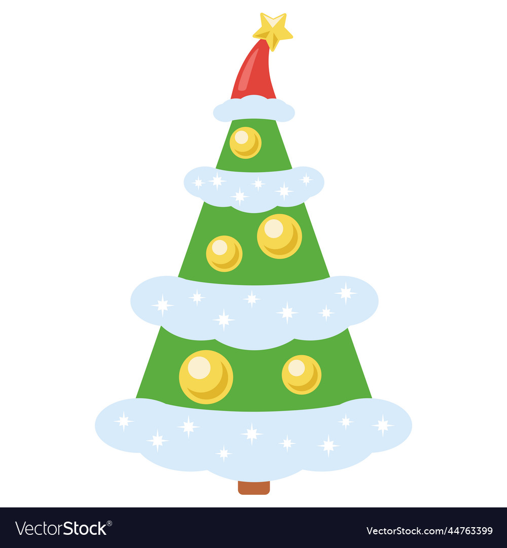 Christmas tree with santa claus hat on top