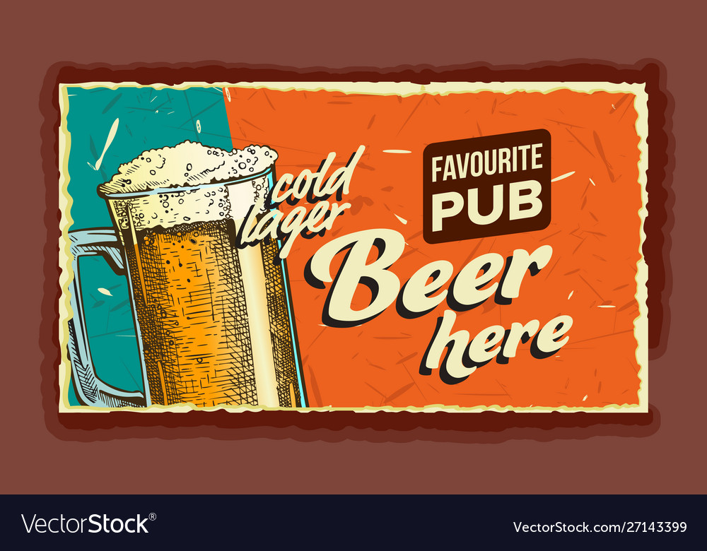 Cold lager beer glass advertising banner Vector Image