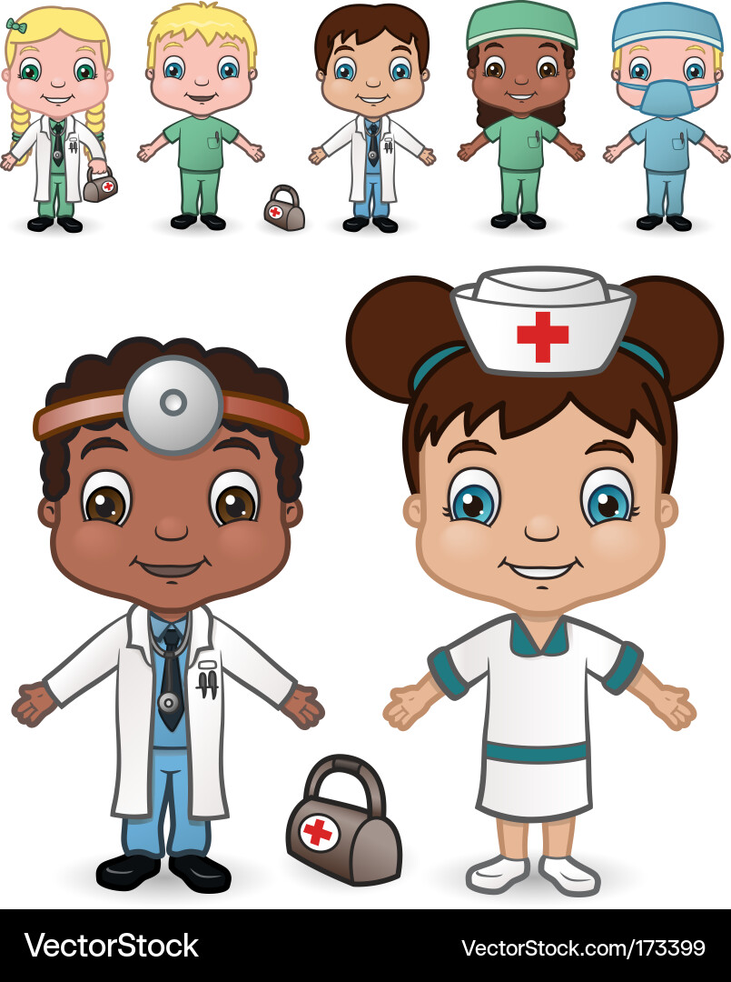 Doctors and nurses set Royalty Free Vector Image