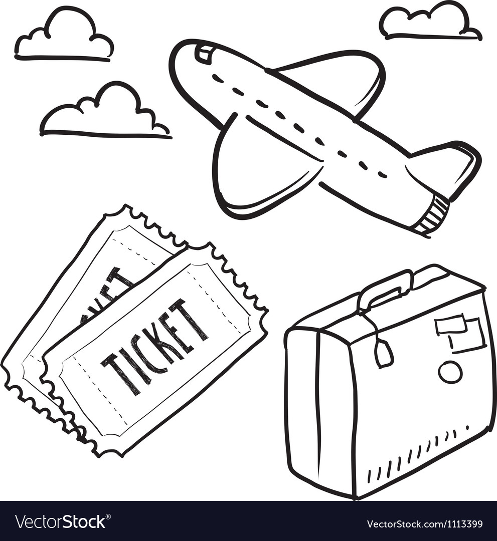 Doodle travel plane flight