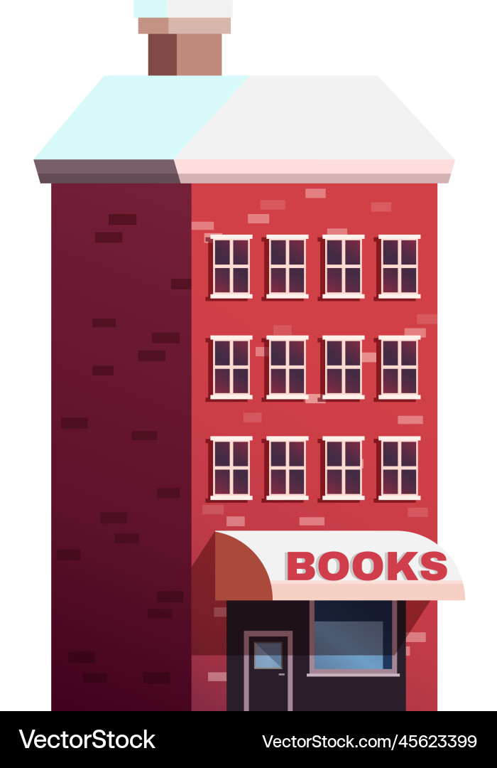 Flat winter building Royalty Free Vector Image