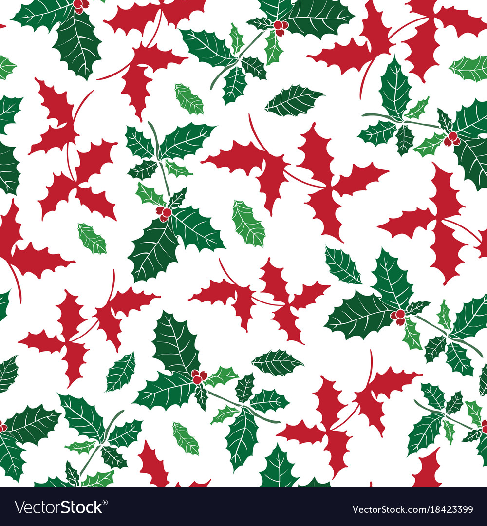 Holly berry holiday seamless pattern Royalty Free Vector