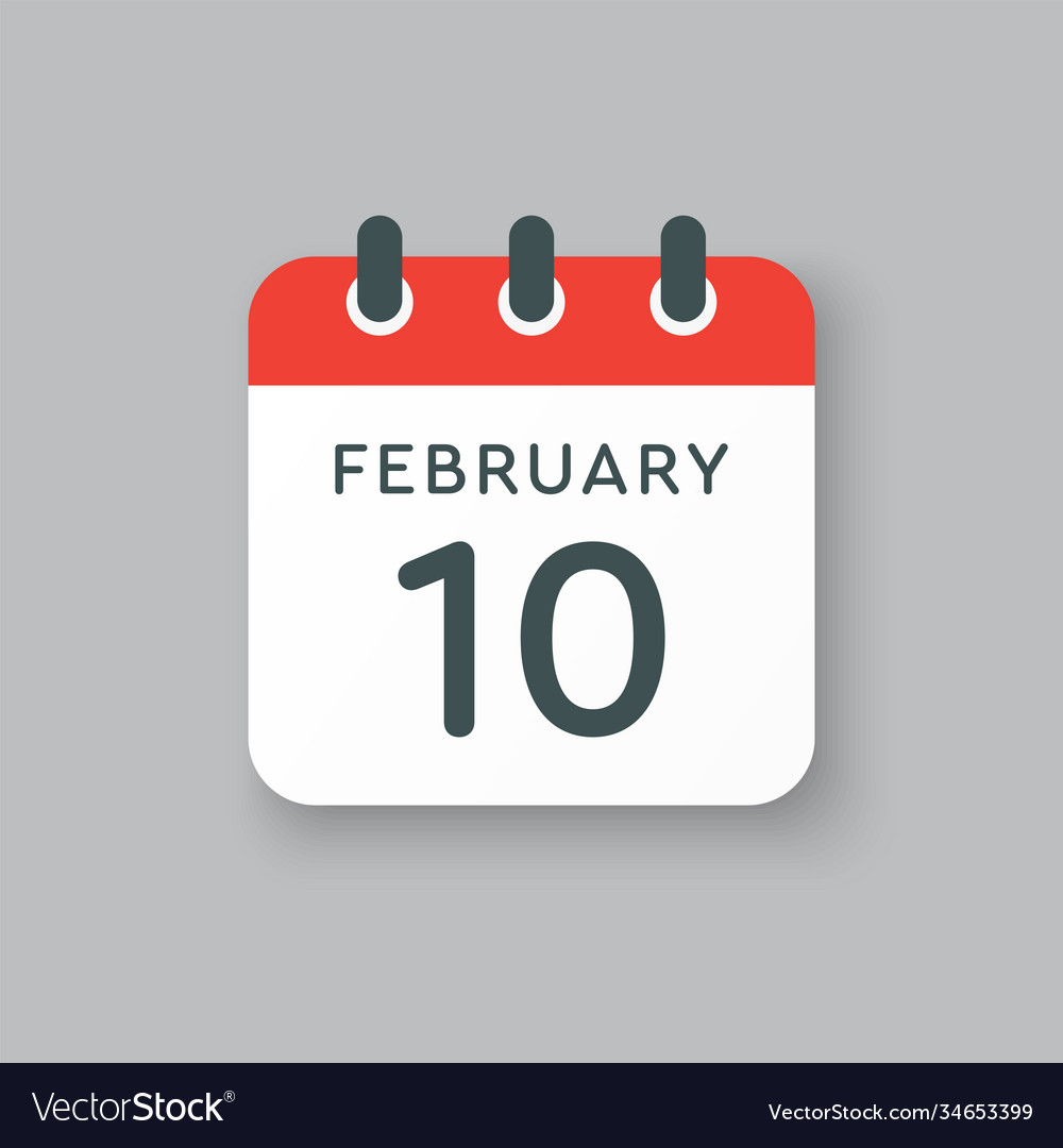 Icon day date 10 february template calendar page Vector Image