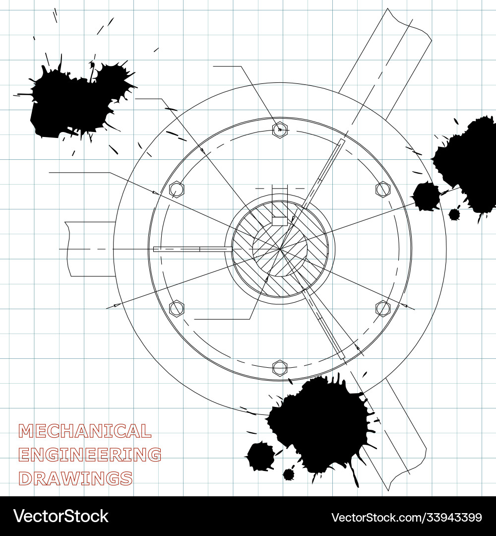 Mechanical engineering drawings draft Royalty Free Vector