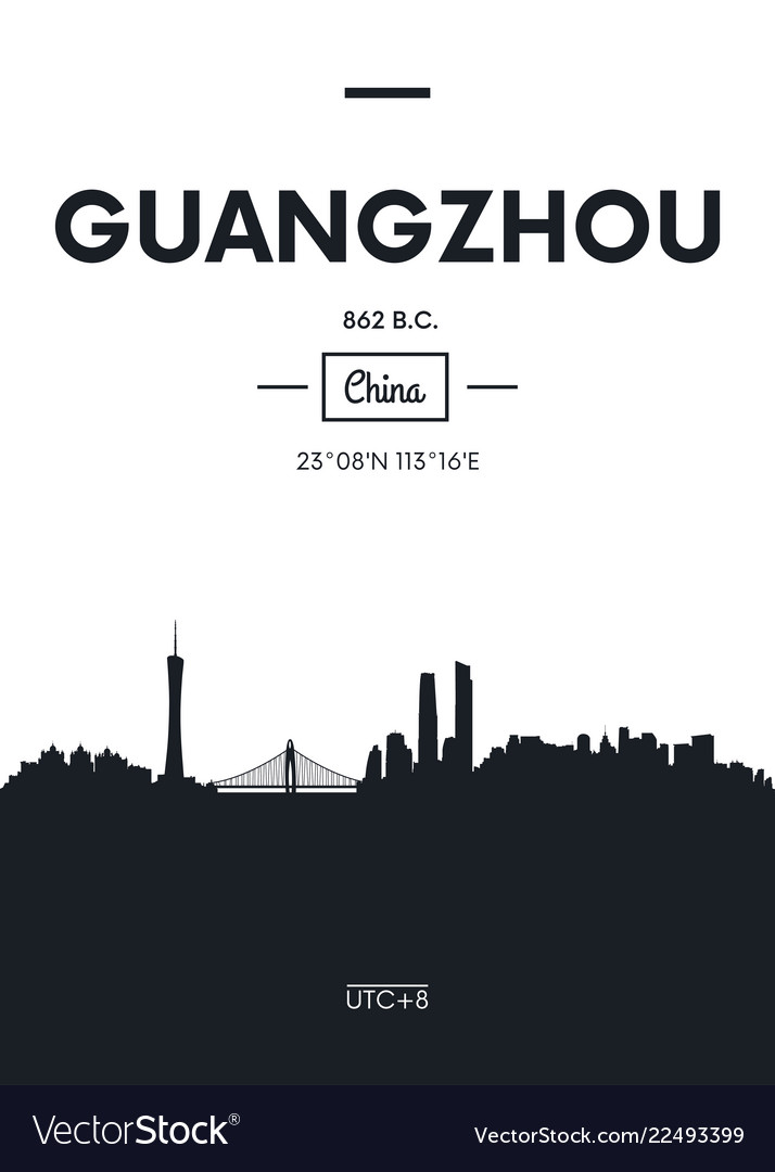 Poster Stadt Skyline guangzhou flachen Stil