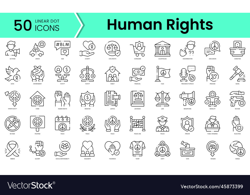 Set of human rights icons line art style icons Vector Image