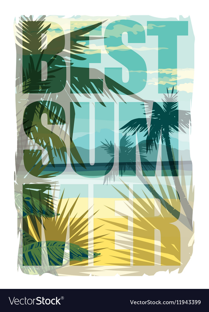 Tropical summer print with slogan for t-shirt