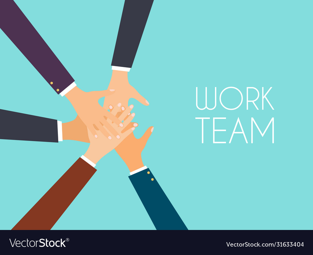 Business people putting their hands together flat Vector Image