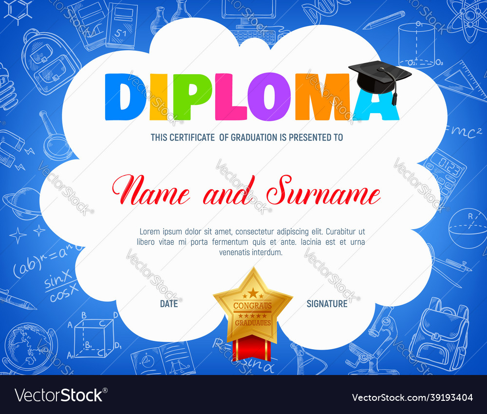 Education diploma with student cap maths formulas Vector Image