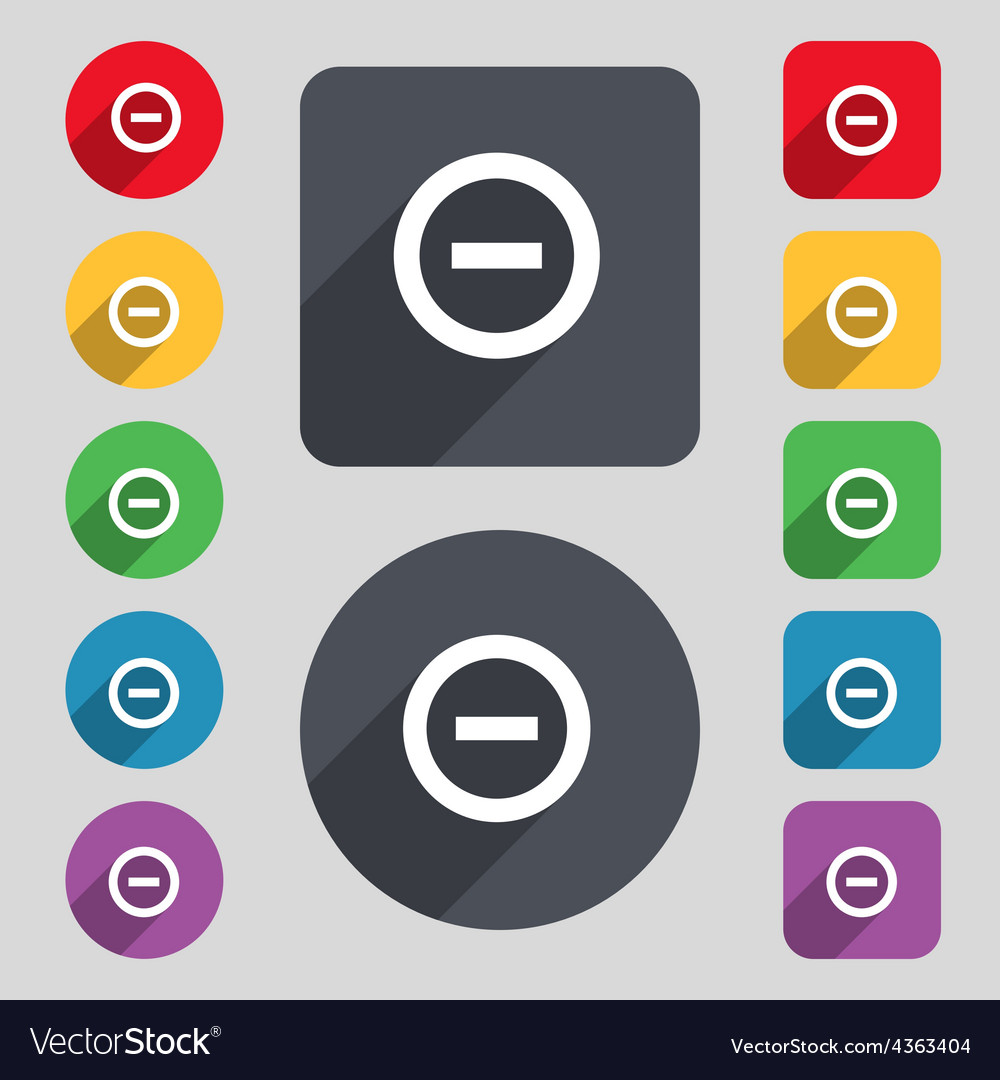Minus negative zoom stop icon sign a set of 12 Vector Image