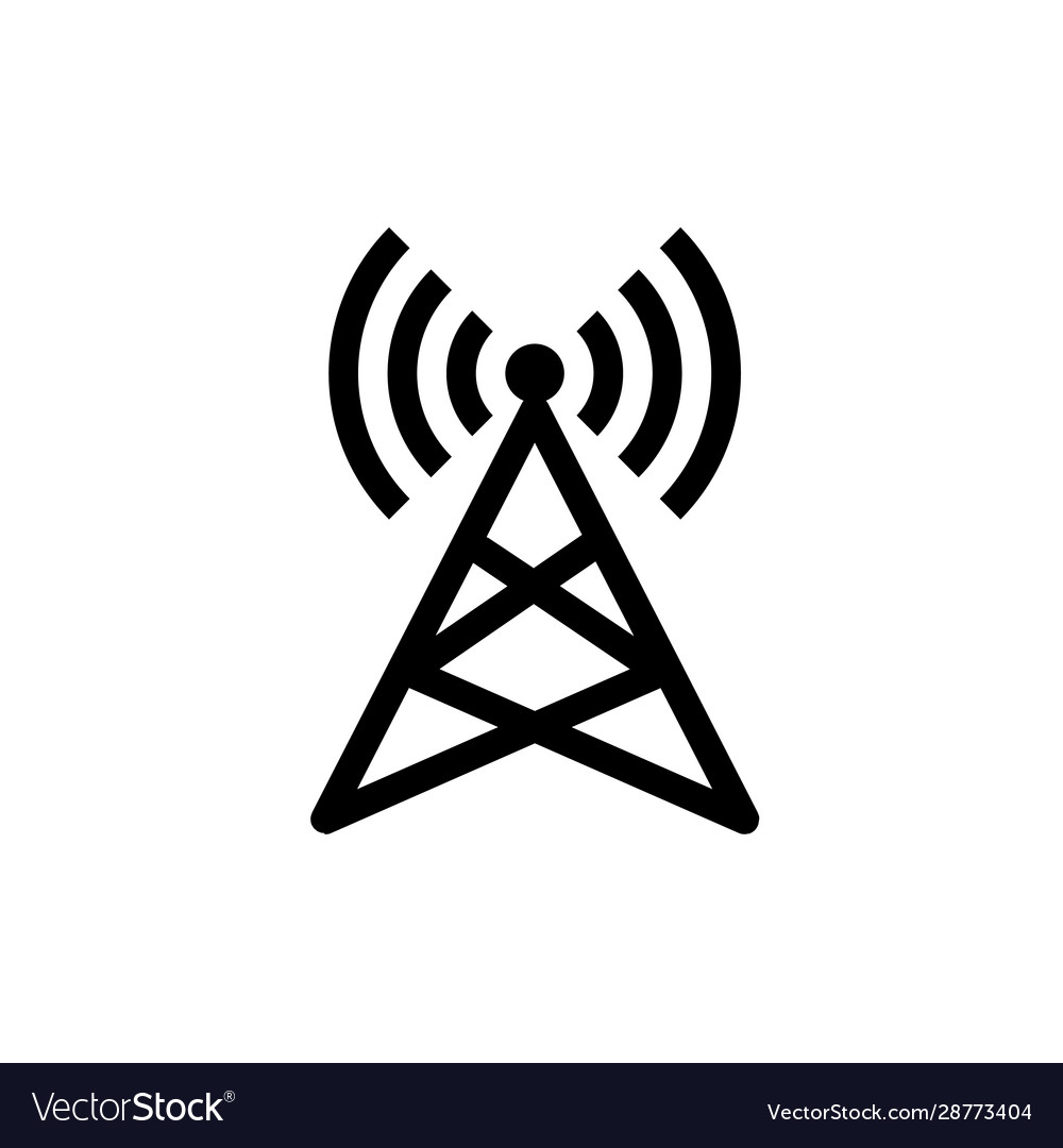 Radio tower line icon wave receiver technology Vector Image