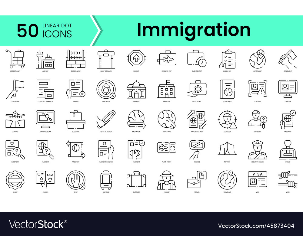 Set of immigration icons line art style