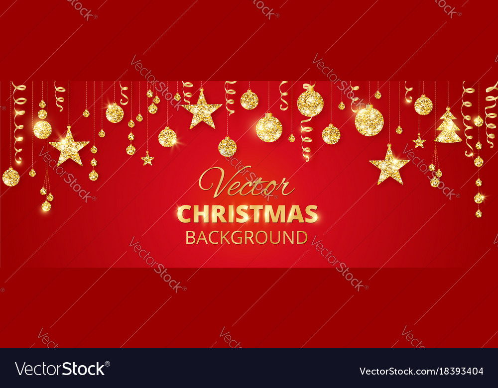 Sparkling christmas glitter ornaments golden Vector Image