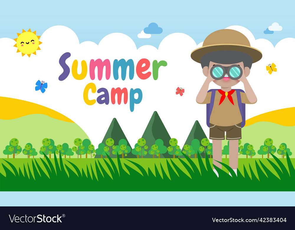 Summer camp banner template background kids scout