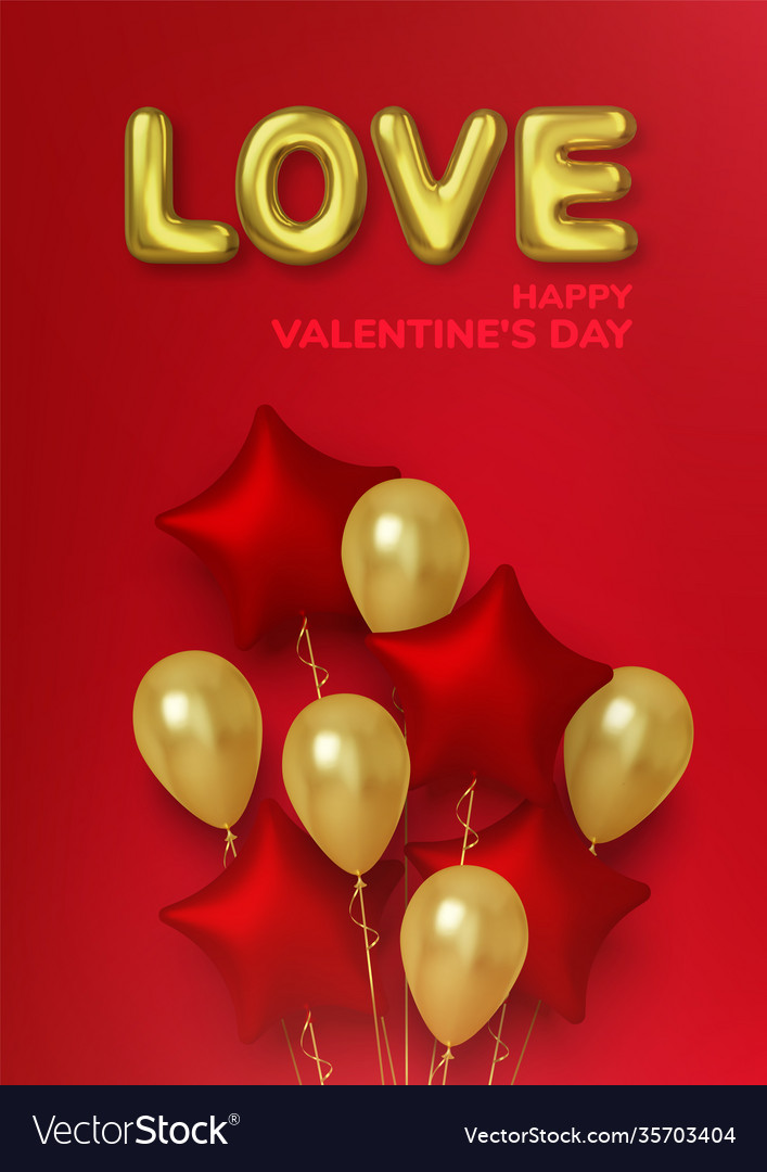 Valentines day background with realistic balloons