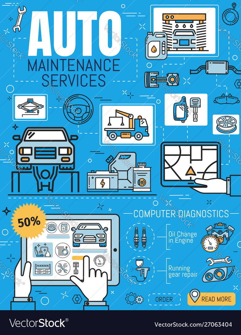 Vehicles repair and online maintenance service Vector Image