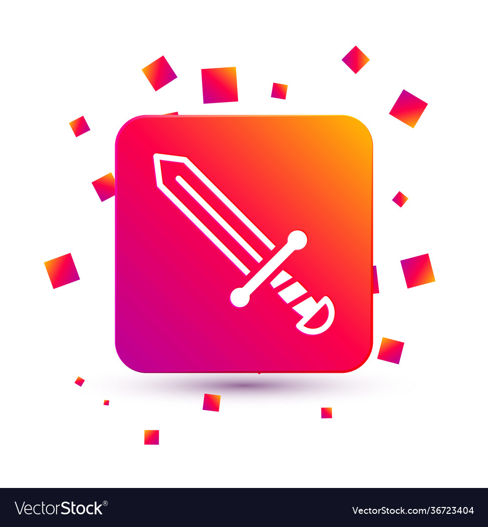 White medieval sword icon isolated on