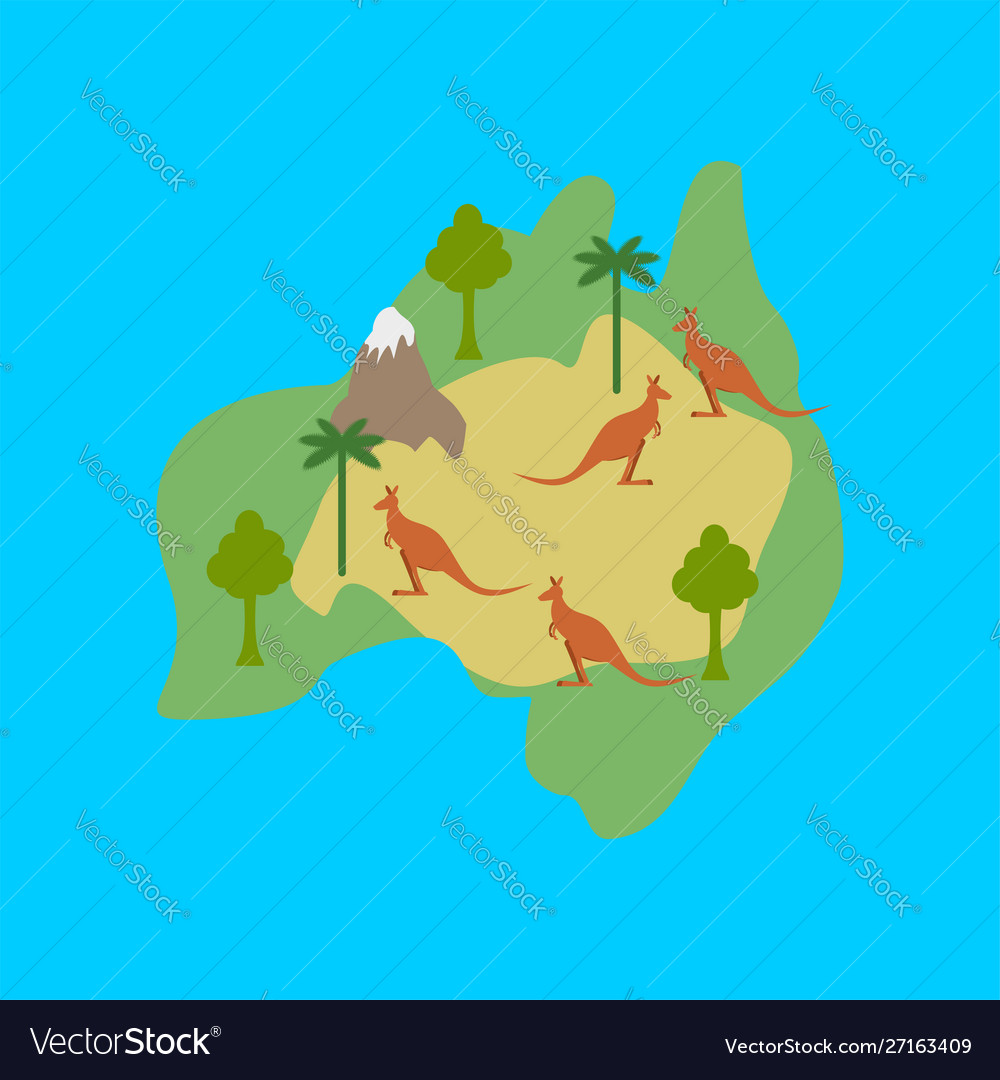 Australien Karte Flora und Fauna Tiere Pflanzen