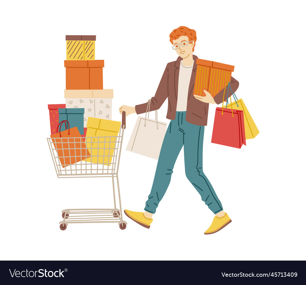 Compulsive shopper or shopaholic with new