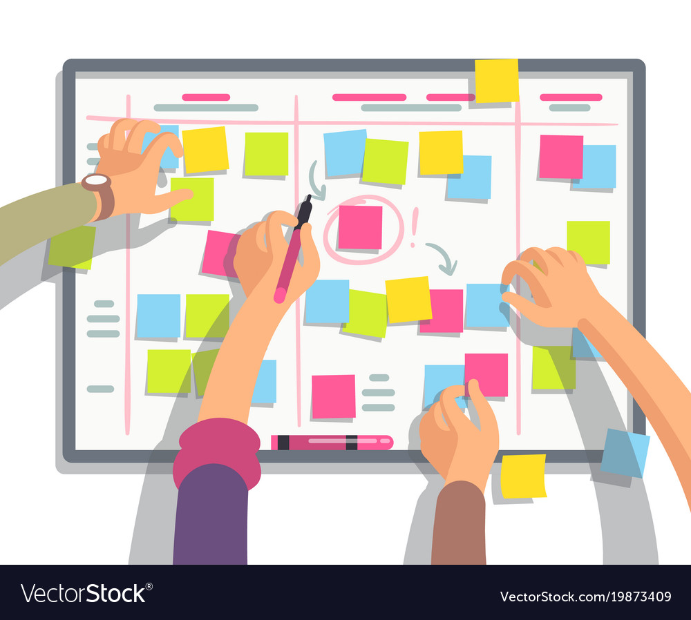 developers team planning weekly schedule tasks on vector image