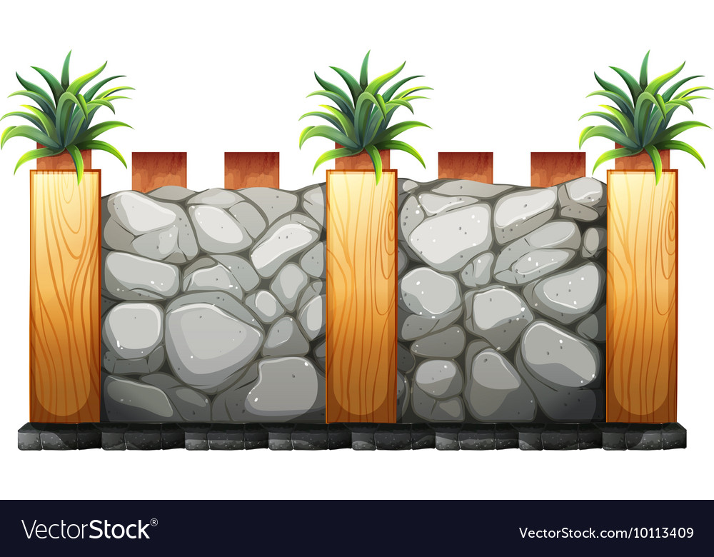 Fence made from stones and wood